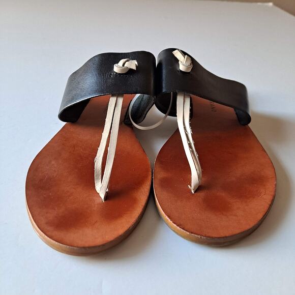 Lucky Brand Ari Black Leather White Knot Slide Thong Flat Sandals - Size 8M - Picture 7 of 10